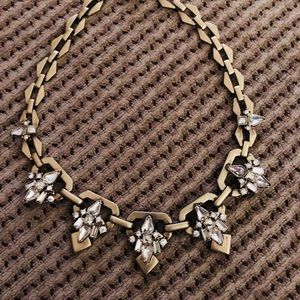 Bold Beautiful Brass necklace with clear stones.💖